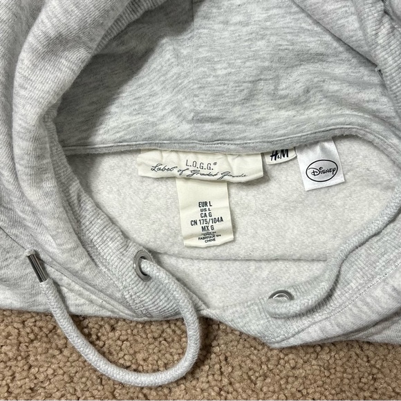 H&M Disney Mickey Mouse Face Cropped Hoodie Sweatshirt - light heather grey, L - Picture 3 of 7
